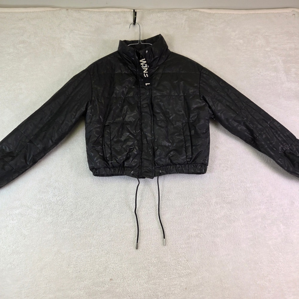 Ashley by 26 International Womens Black Camo Cropped Puffer Jacket Size L 3180